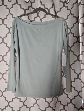 Athleta Move With Ease Off The Shoulder Light Mint Long Sleeve Top